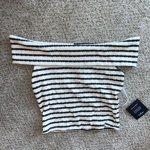 Lulu's Black and White Striped Knit Top